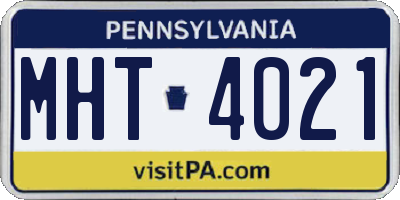 PA license plate MHT4021