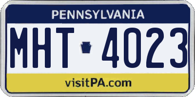 PA license plate MHT4023