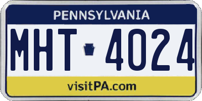 PA license plate MHT4024