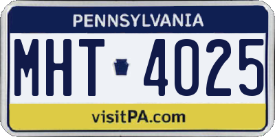 PA license plate MHT4025