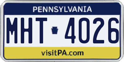 PA license plate MHT4026
