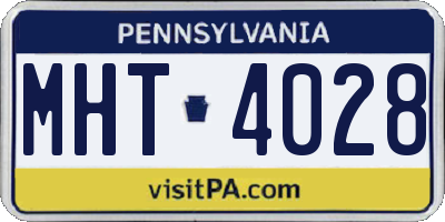 PA license plate MHT4028
