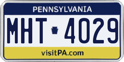 PA license plate MHT4029