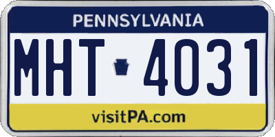 PA license plate MHT4031