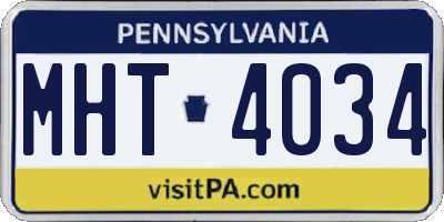 PA license plate MHT4034