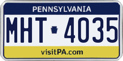 PA license plate MHT4035