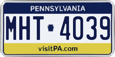 PA license plate MHT4039
