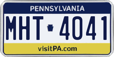 PA license plate MHT4041