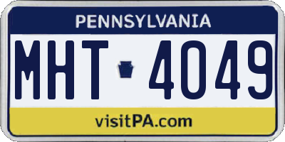 PA license plate MHT4049