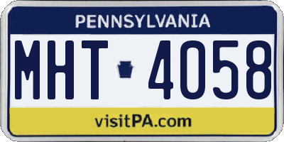 PA license plate MHT4058