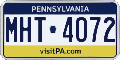 PA license plate MHT4072