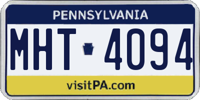 PA license plate MHT4094