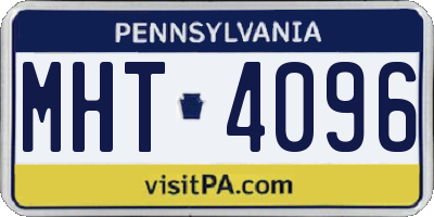 PA license plate MHT4096