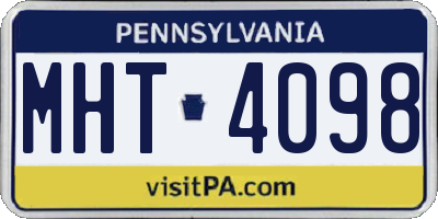 PA license plate MHT4098