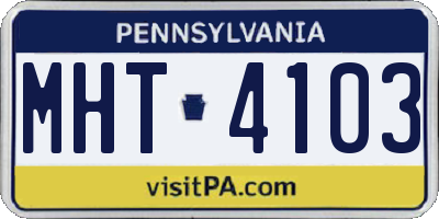 PA license plate MHT4103