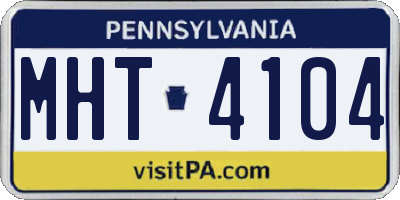 PA license plate MHT4104