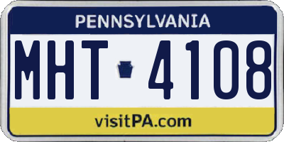 PA license plate MHT4108