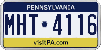 PA license plate MHT4116