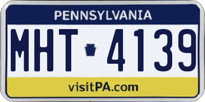 PA license plate MHT4139