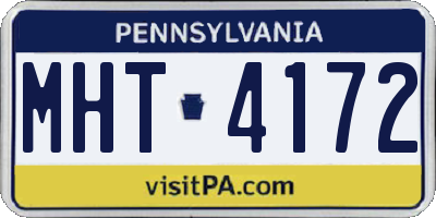 PA license plate MHT4172