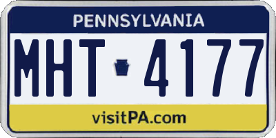 PA license plate MHT4177