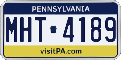 PA license plate MHT4189