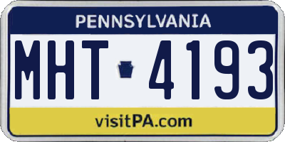 PA license plate MHT4193