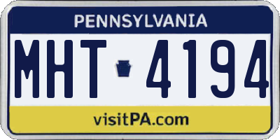 PA license plate MHT4194