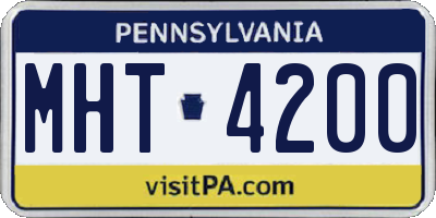 PA license plate MHT4200