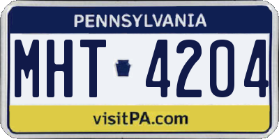PA license plate MHT4204