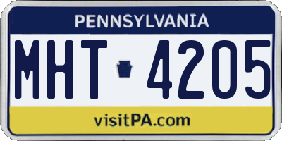 PA license plate MHT4205