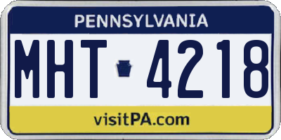 PA license plate MHT4218