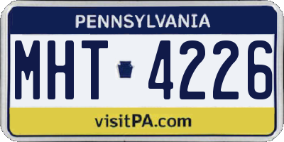 PA license plate MHT4226