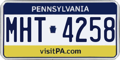 PA license plate MHT4258