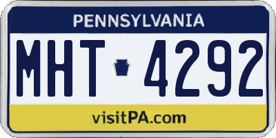 PA license plate MHT4292