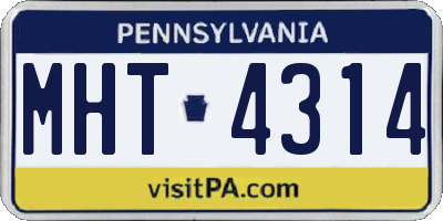 PA license plate MHT4314