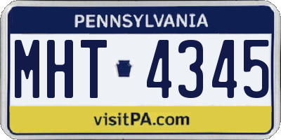 PA license plate MHT4345