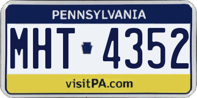 PA license plate MHT4352