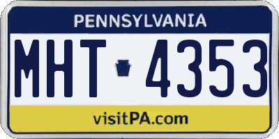 PA license plate MHT4353