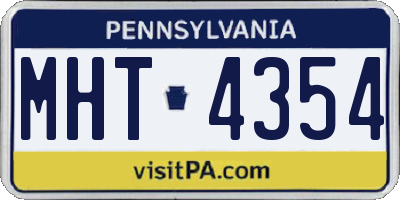 PA license plate MHT4354
