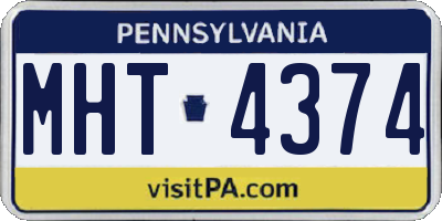 PA license plate MHT4374