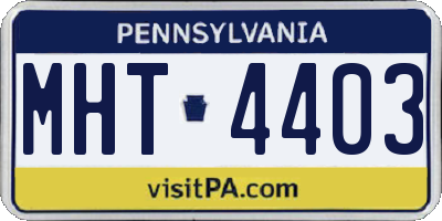 PA license plate MHT4403