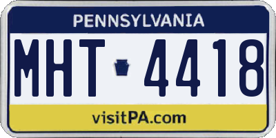 PA license plate MHT4418