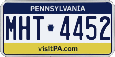 PA license plate MHT4452
