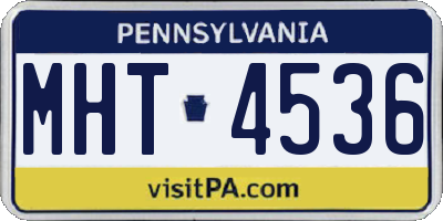 PA license plate MHT4536