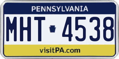 PA license plate MHT4538