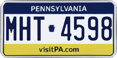 PA license plate MHT4598
