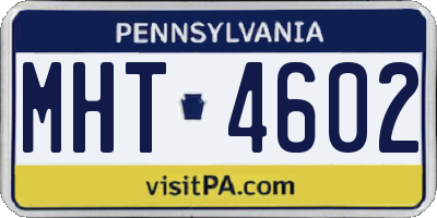 PA license plate MHT4602