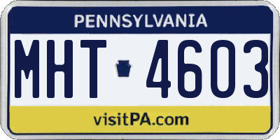 PA license plate MHT4603