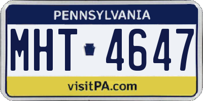 PA license plate MHT4647
